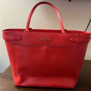 Kate Spade Leather Laptop Tote - Coral